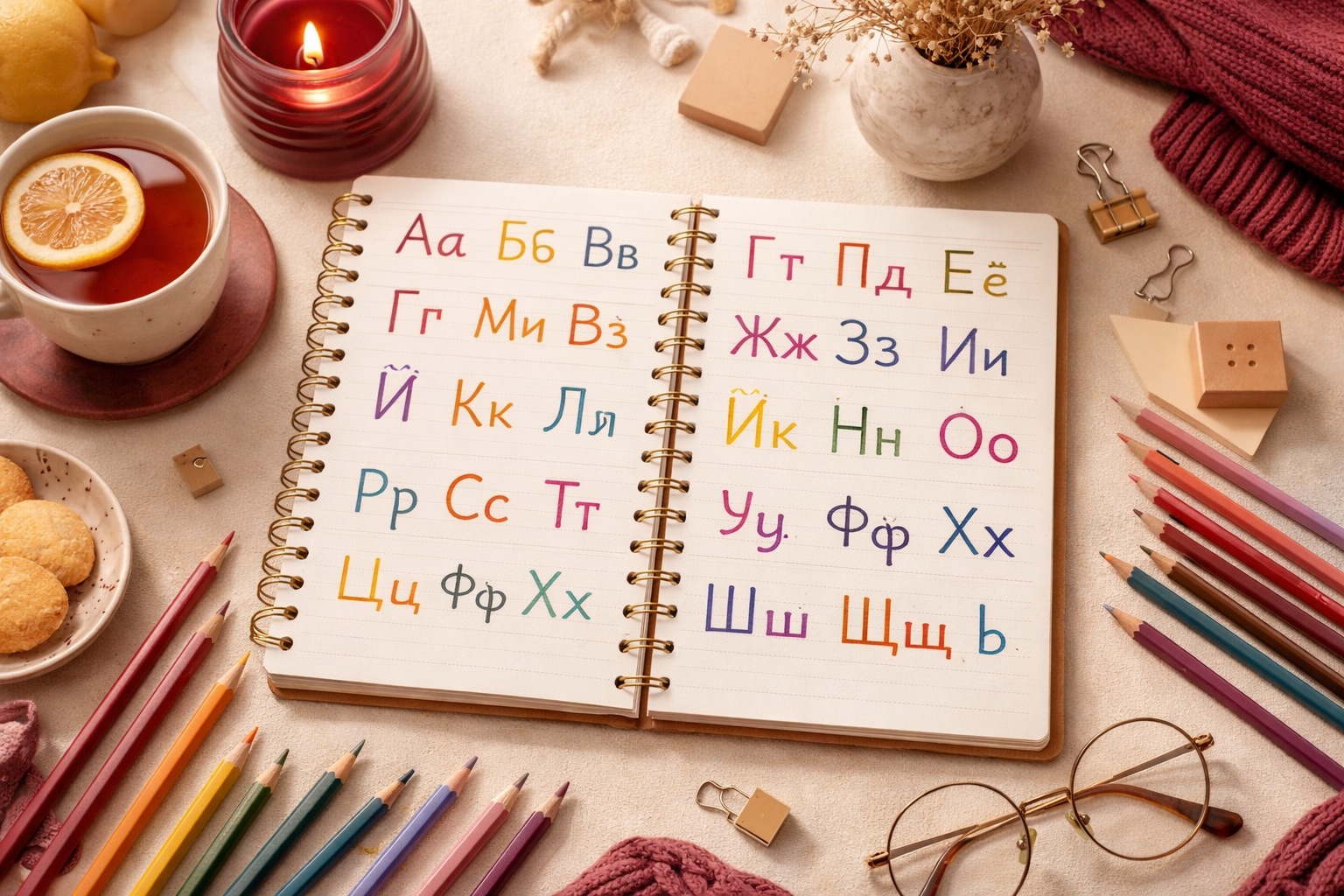 The Russian Cyrillic alphabet with pronunciation guide for beginners